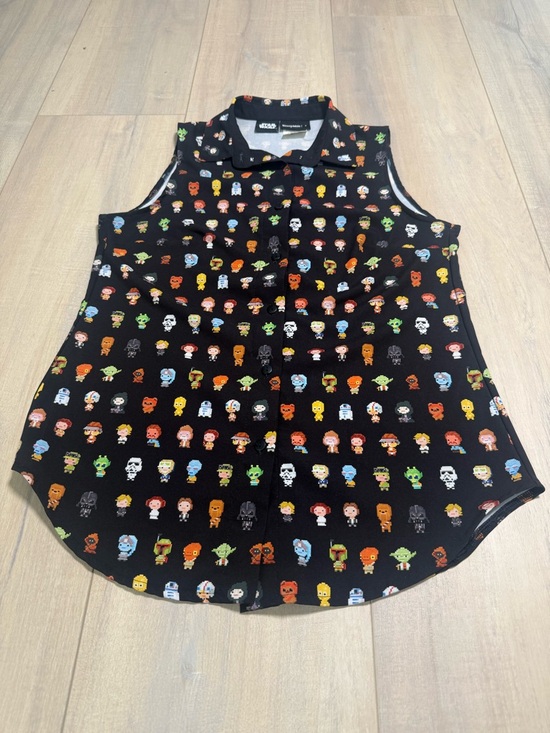 Blackmilk Tops - BlackMilk Star Wars Icon Print Top - Black with Multicolor